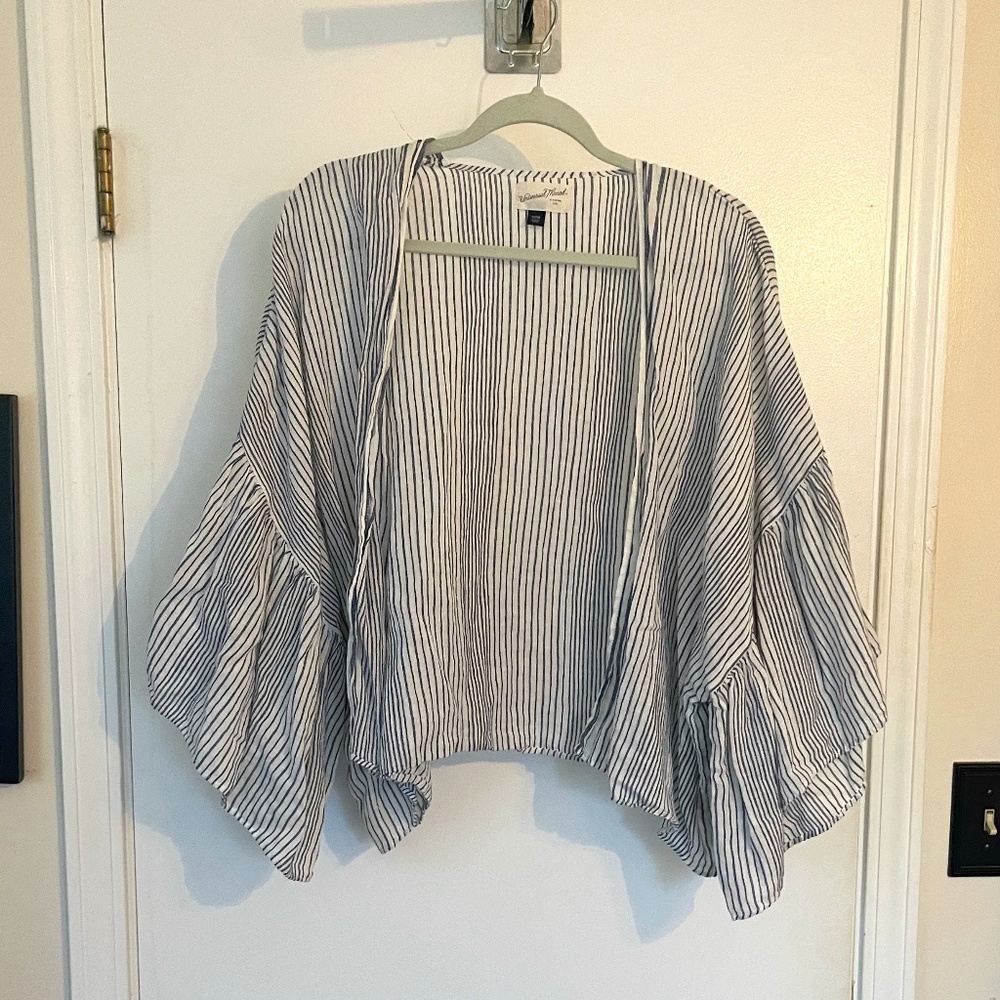 Universal Thread Striped Ruffle Sleeve Bolero Jac… - image 1